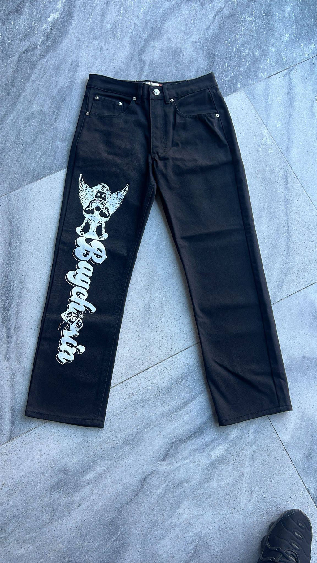 Jet Black BagCha$in Angel Logo Denims