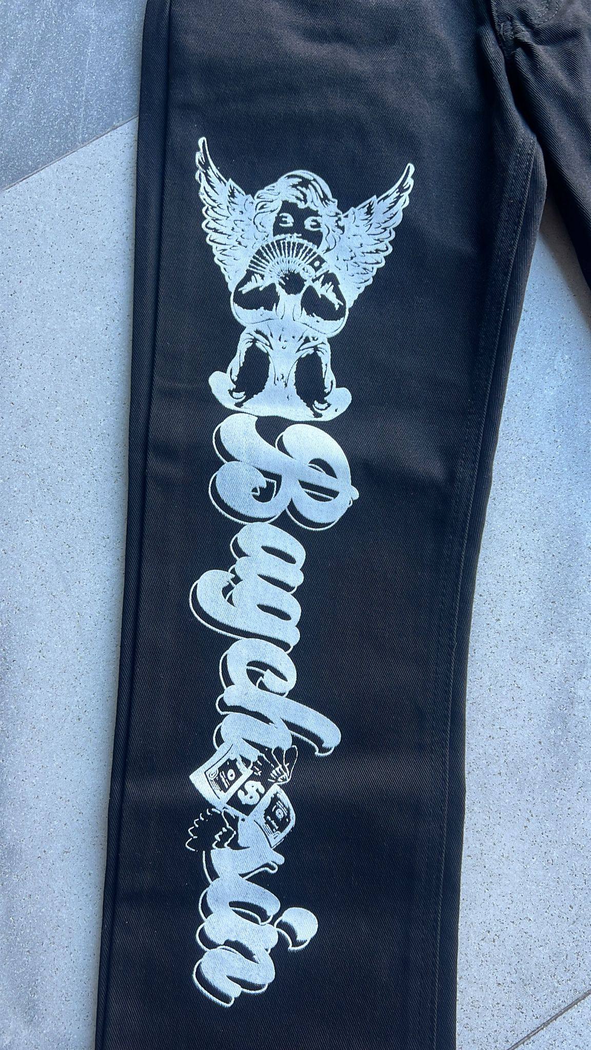 Jet Black BagCha$in Angel Logo Denims